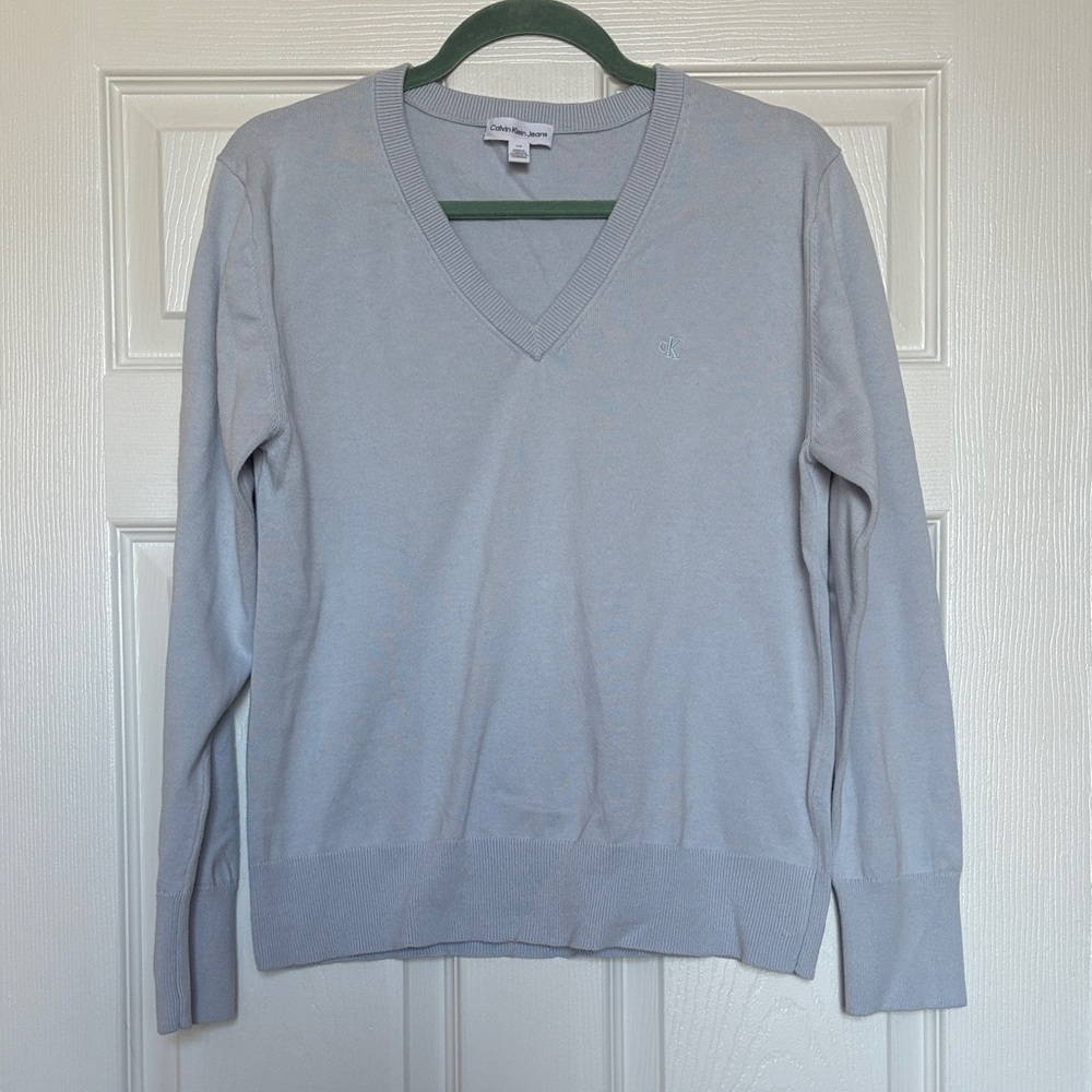 Calvin Klein Soft Blue V-Neck Sweater